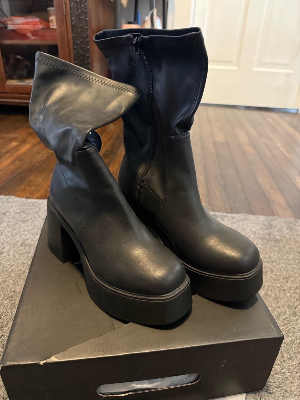 Windsor Black Platform Mid-Calf Boots